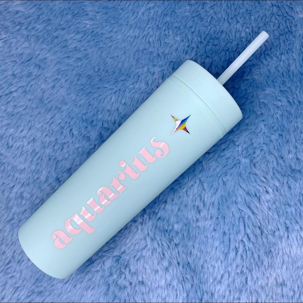 Aquarius Zodiac Reusable Tumbler Cup with Straw